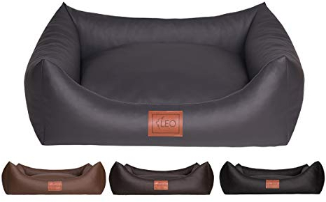Leo4dog. Sofa Natalie. Hundebett, Kunstleder. Hundekissen. Hundesofa. 4 Größen (M 80x60 cm, Braun)