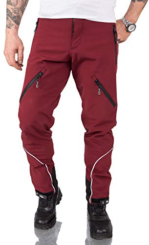 Rock Creek Herren Softshell Hose Cargohose Outdoorhose Wanderhose Herrenhose Wasserdicht Skihose Arbeitshose Winterhose Trekkinghose H-233 Weinrot 2XL