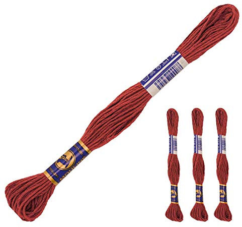3 Docken Stickgarn je ca. 8m / Sticktwist 100% Baumwolle Stickerei verschiedene Farbwahl, Farbe :7292 kräftiges rotbraun