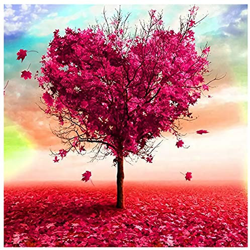 VETPW 5D DIY Diamant Malerei Set, Malen nach Zahlen, DIY Voller Diamond Pasted Painting Strass Stickerei Kreuzstich Kunst Handwerk Diamant für Home Wall Wanddekoration (30x30CM)- Love Tree