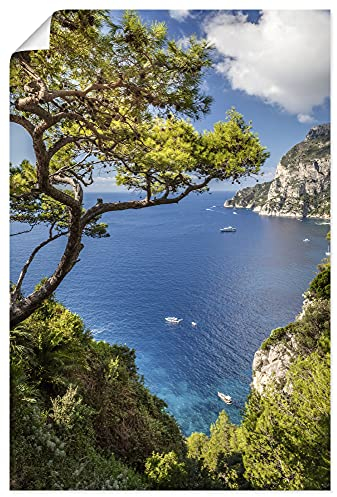 ARTLAND Wanddeko Poster & Kunstdrucke Wandposter 80x120 cm Landschaftsbilder Meer Strand Küste Felsen Capri Italien U2IU