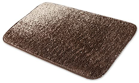 ANRO Badematte Badezimmerteppich Badteppich rutschfest Badvorleger weich waschbar Hochflor Clara Braun 60x120cm