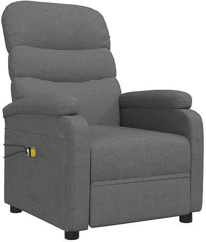 vidaXL Massagesessel, Sessel Verstellbar Elektrisch, Relaxsessel mit Liegefunktion Vibrationsfunktion, Fernsehsessel Liegesessel, Dunkelgrau Stoff