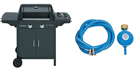 Campingaz 2 Series D Barbecue a Gas Serie 2 Classic EXS Vario a 2 fuochi, Potenza 7,5 kW & Kit, Tubo, Fascette per Bombole Attacco Italia Regolatore di Pressione del Gas Accessorio per Barbecue