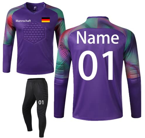 LAIFU Torwarttrikot Personalisieren (Torwarttrikot + Torwarthose) 4 Farben Torwarttrikot Kinder Erwachsene Name Team Nummer