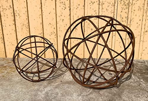 Kugel Drahtkugel Eisenkugel 30 cm Edelrost Gartendeko Rost Metall Eisen Rostfigur Ball Windlicht von Steinfigurenwelt