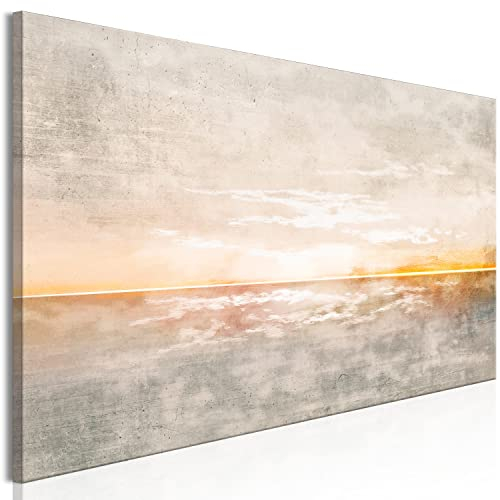 murando - Wandbilder XXL Landschaft Sonnenuntergang 120x40 cm Vlies Leinwandbild 1 tlg Kunstdruck modern Wandbilder XXL Wanddekoration Design Wandbild Betonoptik Meer Himmel wie gemalt