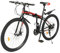 LENJKYYO 26 Zoll Mountainbike Fahrrad 21-Gang, Gefaltetes Mountainbike, Rahmen Alu Hochkohlenstoffstahl MTB Schwarz & Rot für 160-185cm Erwachsene und Jugendliche