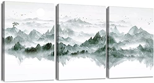 Sungeek 3 Teilig Leinwandbilder mit Holzrahme, Leinwanddruck Bilder 30 x 40 cm, Moderne Wandbilder Kunstdruck Wand Dekoration für Wohnzimmer Schlafzimmer Home Büro Esszimmer (Landschaften)