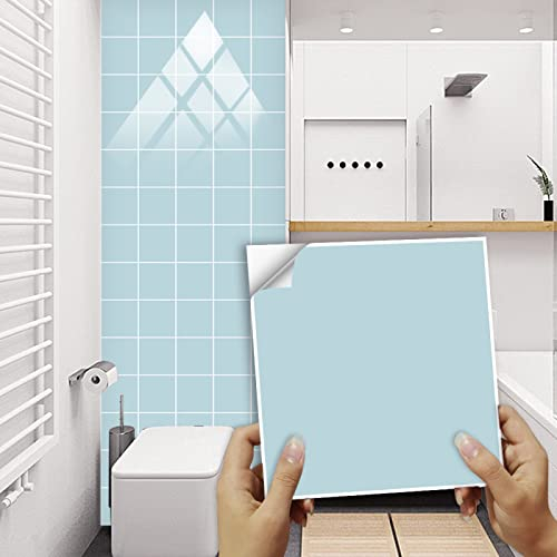 Fliesenaufkleber Bad 10x10 CM Hellblau 3D Selbstklebende Deko Wandaufkleber Fliesensticker für Küche und Badzimmer Vinyl Selbstklebend Wasserdichtküchenrückwand(10 Stück)
