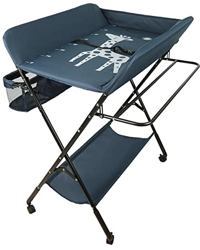 Table à Langer Pliante avec Panier de Rangement à Côté Structure en Fer Charge Max 25KG pour Nouveaux-Nés Design Ergonomique,Table à Langer Pliable et Portable ((80 * 66 * 98cm)-blue)