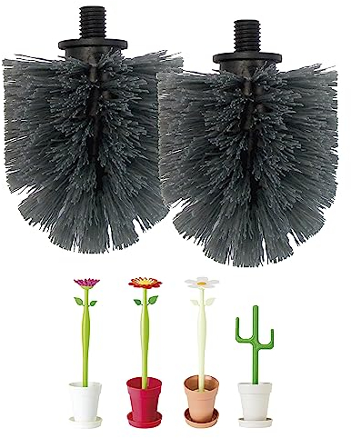 VIGAR - Recambios para Escobilla de WC - Pack 2 Unidades - 8 x 8 x 10 cm - Serie Flower Power - Nylon - Rosca Exclusiva Escobilla Limpieza del Inodoro - Negro