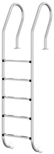 vidaXL Pool Leiter Inground Schwimmbad Treppe & Leiter mit rutschfester 5 Stufen für drinnen und draußen, einfache Montage, 54 x 38 x 211 cm, 304 Edelstahl