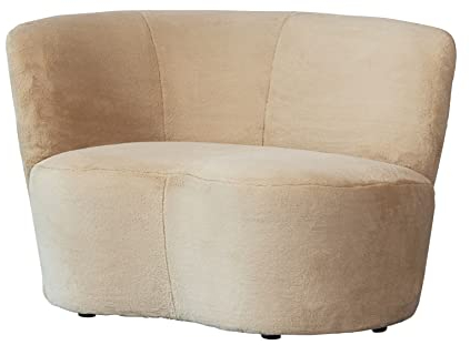 WOOOD Stone 1 Sitzer Ecksofa, Weicher Eckcouch aus Kunstpelz Loveseat Sessel Couch Loungesofa - Links - Beige - 73x112x80 cm