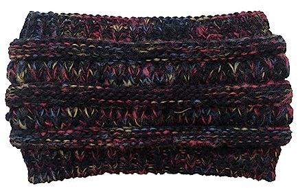 Yurosiay Damen Winter Stirnband Bunt Gestrickte Stirnband Verdicken Fleece Haarband Weiche Elastische Kopfband Breit Damen Wärmer Strick Stirnband Strick Headwrap für Frauen Mädchen Schwarz