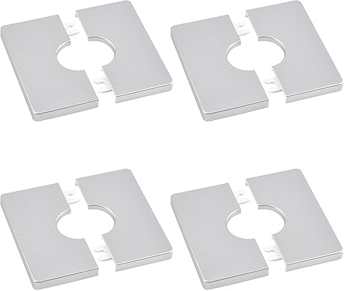 UFURMATE Pipe Wall Covers, 4Pcs ABS Plastics Square Escutcheon Plates Self-Adhesive Pipe Plate Covers Decorative Shower Pipe Covers for 28mm Diameter Pipe Tube Decoration (Silver)