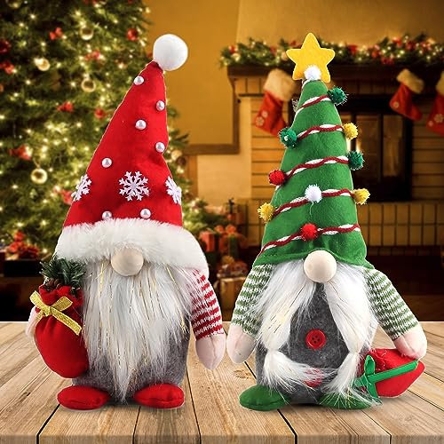 EKKONG Weihnachtswichtel, schwedisch, handgefertigt, skandinavische Tomte, Weihnachtsdekoration, Gonks Weihnachtsmann, Tomte, Elfe, Zwergfiguren für Zuhause, Urlaub, Küche, Bauernhaus, abgestuftes