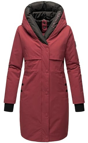 Navahoo Damen Mantel lange warme Winter Steppjacke mit Kapuze und magnetischen Elementen Snowelf XS-XXL