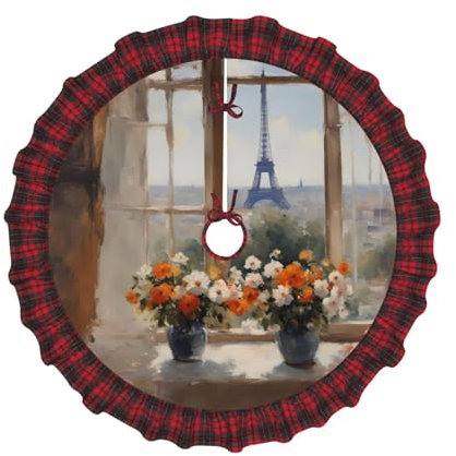 Splendida base per albero di Natale, resistente, ricamata, per decorazioni festive, grande e bellissimo vaso
