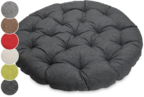 Sunnypillow Coussin pour Fauteuil Papasan - Rond diamètre 120 cm épaisseur 15 cm - Résistant aux UV, imperméable, extérieur/intérieur - Coussin de Sol pour Meubles de Jardin - Anthracite
