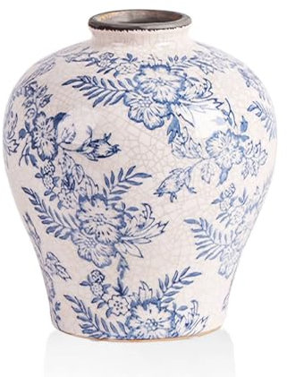 XIUWOUG Retro-Chinoiserie-Vase aus Porzellan aus Keramik für Wohnzimmer Antike Eisrissige Blumenvase,J