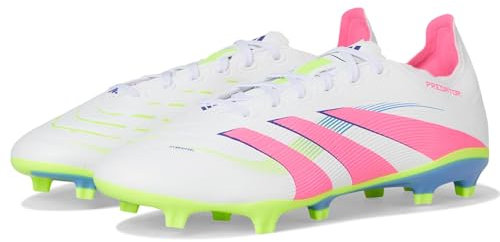 adidas Scarpe da Calcio Unisex Predator League Firm Ground/Multi Ground, Bianco Lucido Rosa Lucido Limone, 42 EU