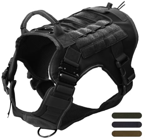APKOL Tattica Pettorina Cane, 3 Taglie, Pettorina Cane Taglia Media | con MOLLE, fibbia in metallo, Resistente Nylon pettorina cane taglia grande, Traspirante e Regolabile Pettorina cane Taglia