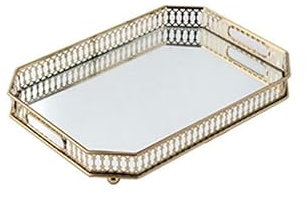 Tray for Coffee Table Mirror Glass Tea Tray Gold Storage Tray Home Living Room Coffee Table Light Luxury Cup Storage Tray Charcuterie Boards(C)