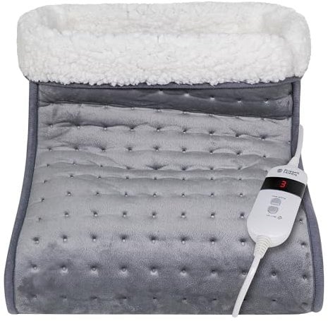 Russell Hobbs Electric Foot Warmer for Feet in Grey with 3 Heat Settings, Removable Sherpa Lining & Remote Control, Overheat Protection & Timer, 2 Year Guarantee RHHSL1001