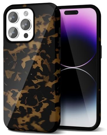Svanove Tortoise Shell Phone Case for iPhone 14 Pro Max Case Girly Trendy Pattern, Retro Amber Cool Animal Print, Luxury Cute Case for Women Girl, Aesthetic Y2k Turtle Hard Shell Plastic Cover