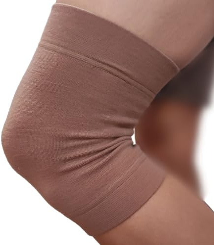 GYOUNG Set 2 Pezzi/Coppia -Ginocchiera Elastica in Lana, Supporto Ginocchio Uomo/Donna, Fascia a Compressione, Sollievo per Reumatismi, Dolori Articolari, Recupero Post-Infortunio, Sabbia, Taglia 2