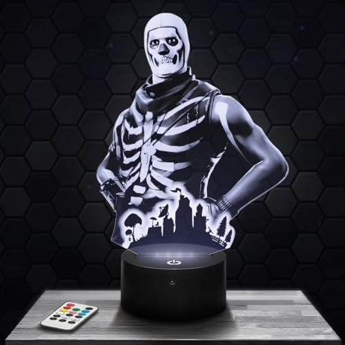 Nachttischlampe Schädel-Soldat F. Dekoration Jungenzimmer Gaming Gamer Videospiele Geschenkidee, Dekoration gedämpftes Licht Nachtlicht Schreibtischdekor. Originelle Geschenkidee für Teenager.