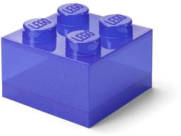 Room Copenhagen LEGO Brique de rangement à 4 boutons Violet pailleté – Boîte de rangement empilable en plastique avec couvercle pour enfants et adultes Organiseur de bureau et boîte à jouets