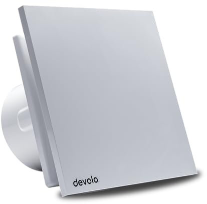Devola 100mm Quiet Mixed Flow Extractor Fan, 4 inch Tile Fan, Quiet Extractor Fan, Timer Function, Made in Britain DVQTF100T