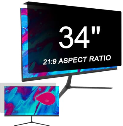LYLSMGS 34 inch Privacy Screen for Computer Monitor, Protects Your Eyes From Glare And Blue Light, Hanging Anti-Spy 21:9 Privacy Screen Protection Shield (32.09 inch X 14.37 inch)