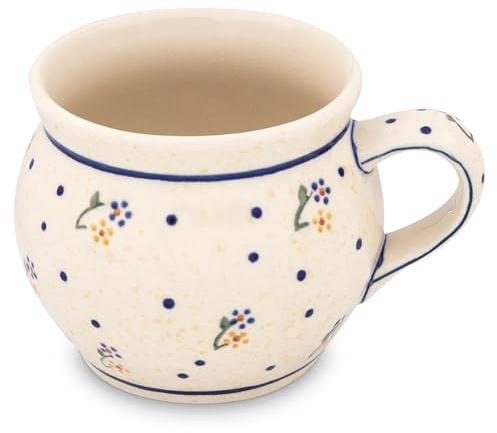 Bunzlauer keramik Böhmischer Kugelbecher XL – 420 ml – großer runder Kaffeebecher & Teetasse (Dekor 111)