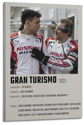 GTYATEN Gran Turismo Poster, Wandkunst, Leinwand, ästhetische Musik und Filme, dekoratives Gemälde für Wohnzimmer, Schlafzimmer, 60 x 90 cm, Rahmenstil