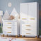 Bellabino Kinderzimmer Set Liri Weiß/Natur, Kinderzimmerset bestehend Wickelkommode mit abnehmbaren Wickelaufsatz und Kinderkleiderschrank mit 2 Türen, Babyzimmer Set komplett 2tlg.