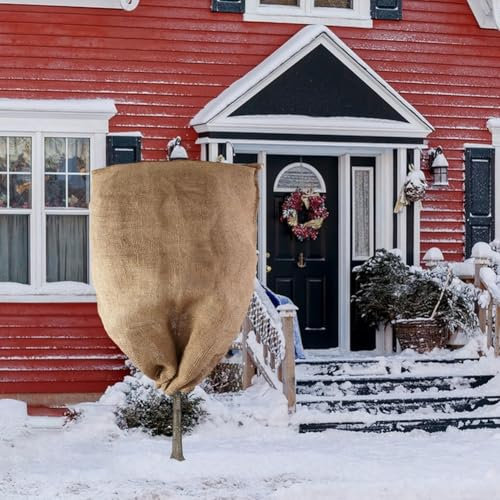 Sackleinen-Winter-Pflanzenschutzbeutel, perfekt für Pflanzen im Freien und Lagerbedarf (60 × 80 cm)
