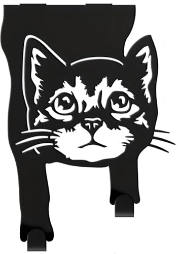 Cat-Themed Over-The-Door Hook Rack, Black Metal Coat Hanger, No-Drill Organizer for Cat Lovers