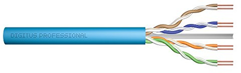 Digitus 500 m Cat 6A Network Cable – U-UTP Simplex – BauPVO B2ca – LSZH halogen-free – 500 MHz copper AWG 23/1 – PoE+ compatible – Ethernet cable – Blue