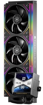 Thermalright TR Peerless Vision 360 ARGB Black - Refrigerador líquido de CPU con 3 ventiladores PWM para empalme inalámbrico de 2000 RPM, pantalla LCD con resolución de 480 x 480, para AM5; Intel