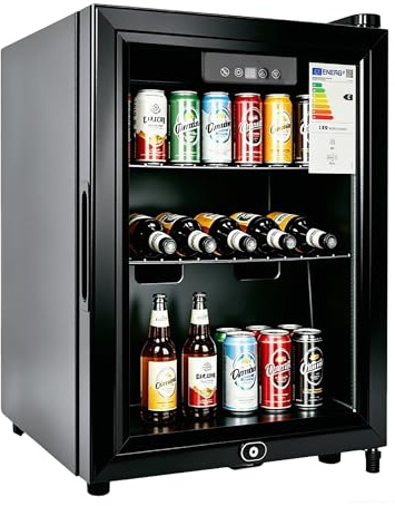 E-Yards Freistehender & Unterbau Getränkekühlschrank, Dreifach verglaste Glastür, LED-Display & Innenbeleuchtung, Leiser Weinkühler & Bierkühler mit verstellbaren Ablagen und Temperaturregelung