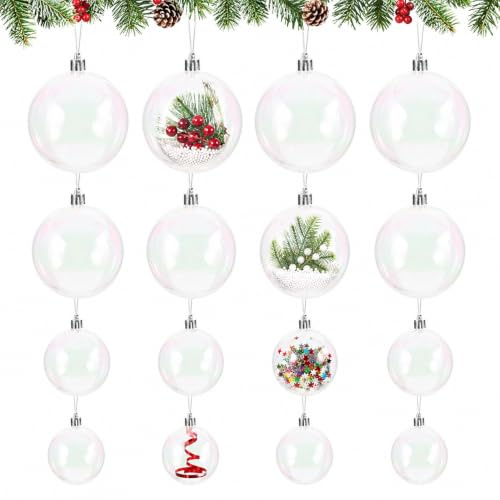 OUNONA Weihnachtskugeln Transparente Christbaumkugeln Seifenblasen 40 Stück aus Kunststoff Befüllbare 3 6cm Vielseitig für Weihnachtsbaum und Wohnkultur