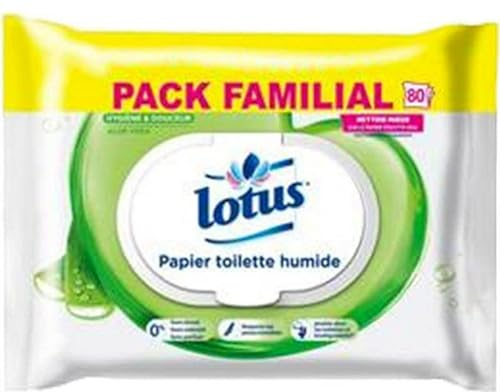Lotus Papier Toilette Humide “Aloé Véra” Pack Familial 80 Lingettes