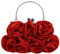 MEGAUK Damen Elegante Handtasche Blumen Clutch Seide Abendtasche Henkeltasche Crossbody Bag mit Kette Kisslock Design (Rot)