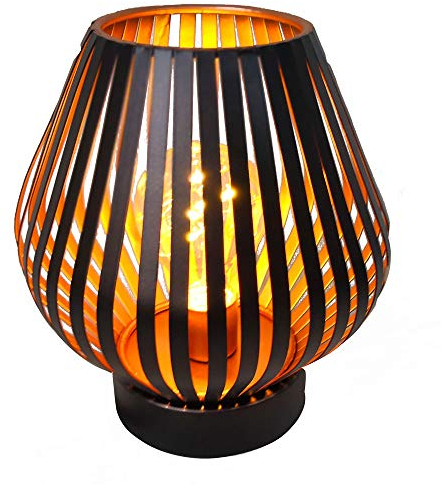 HAB & GUT LED Deko Windlicht Kupfer L237- KONUS Lampe Metall Tischlampe Streifen Batterie Lichteffekt Terrasse Balkon