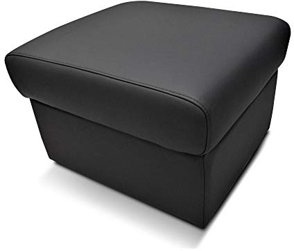 Quattro Meble Schwarzes Echtleder Hocker aufklappbar mit Stauraum 60x55xH-40 echt Leder Toledo Nero Sitzhocker Rindsleder Sitzwürfel Fußhocker Polsterhocker Puff