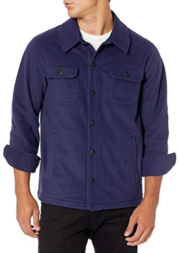 Amazon Essentials Herren Langärmlige Polarfleece-Hemdjacke Für Den Winter, Marineblau, S
