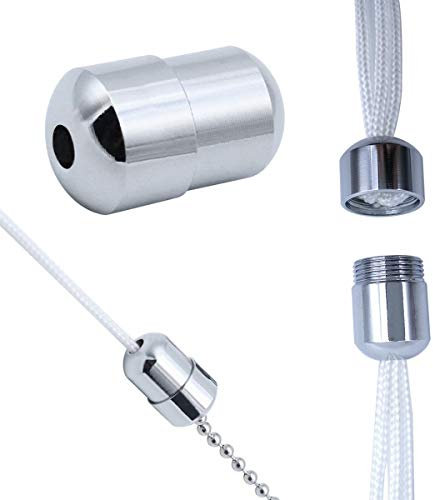 NA 6 Pack Cord Connector Metal Chrome Bathroom Light Pull Cord Joiner with Connector Clip Weighted Acorn Cord Pull Cord for Ceiling Light Switches Shower Blinds Fan Pull Cord